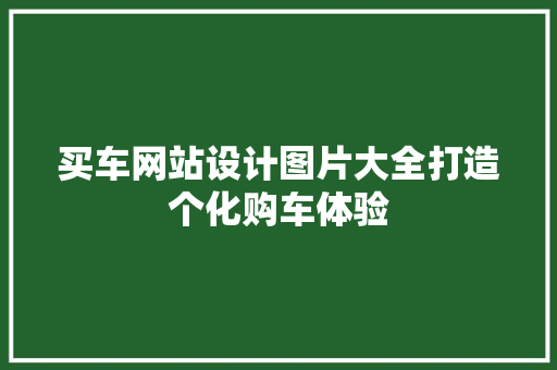 买车网站设计图片大全打造个化购车体验