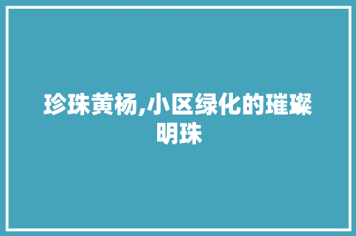 珍珠黄杨,小区绿化的璀璨明珠