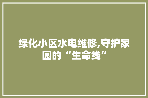 绿化小区水电维修,守护家园的“生命线”