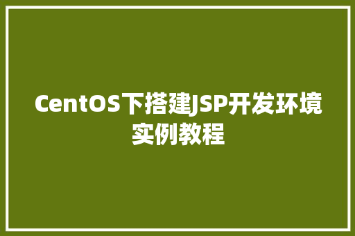CentOS下搭建JSP开发环境实例教程 土壤管理