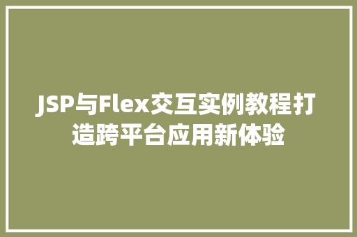 JSP与Flex交互实例教程打造跨平台应用新体验
