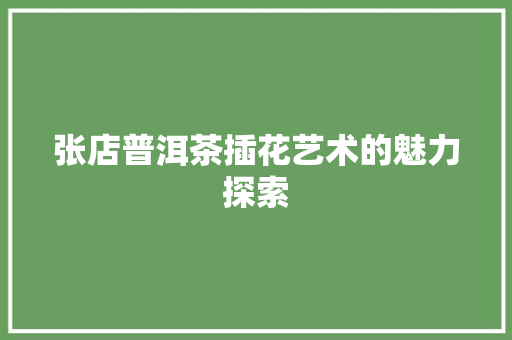 张店普洱茶插花艺术的魅力探索