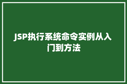 JSP执行系统命令实例从入门到方法
