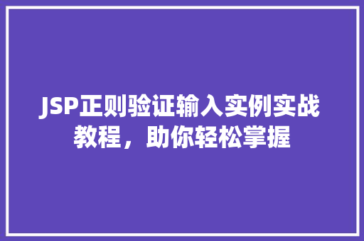 JSP正则验证输入实例实战教程，助你轻松掌握