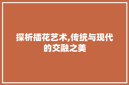 探析插花艺术,传统与现代的交融之美