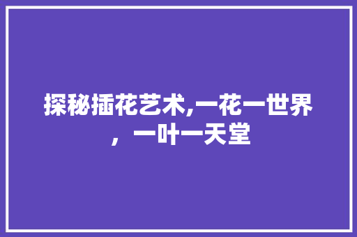 探秘插花艺术,一花一世界，一叶一天堂