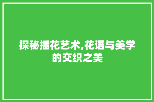 探秘插花艺术,花语与美学的交织之美