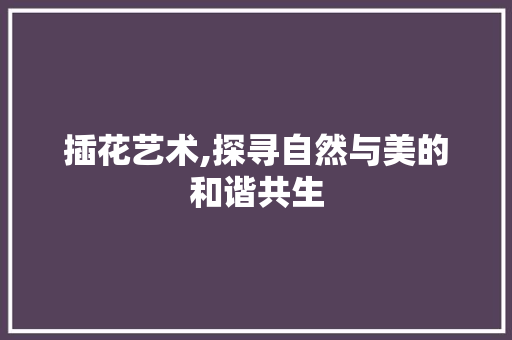 插花艺术,探寻自然与美的和谐共生