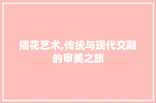插花艺术,传统与现代交融的审美之旅