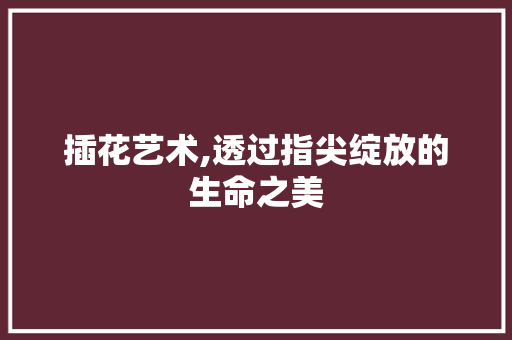 插花艺术,透过指尖绽放的生命之美