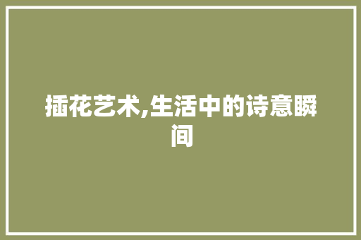 插花艺术,生活中的诗意瞬间