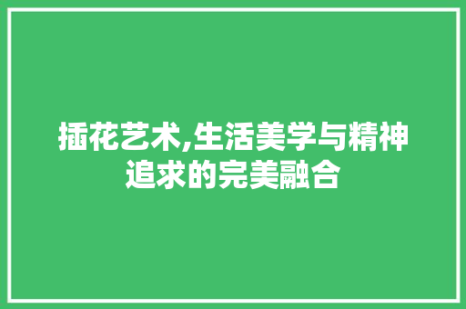 插花艺术,生活美学与精神追求的完美融合