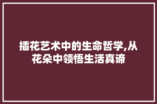 插花艺术中的生命哲学,从花朵中领悟生活真谛