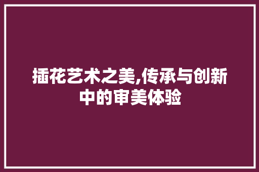 插花艺术之美,传承与创新中的审美体验