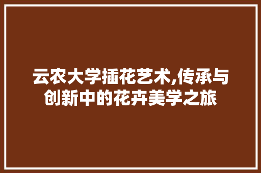 云农大学插花艺术,传承与创新中的花卉美学之旅