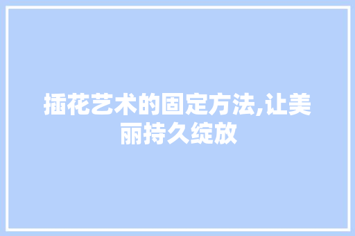 插花艺术的固定方法,让美丽持久绽放