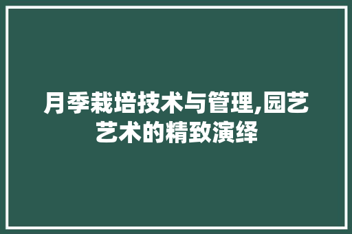 月季栽培技术与管理,园艺艺术的精致演绎