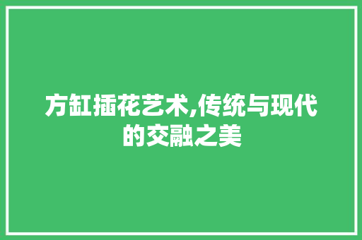 方缸插花艺术,传统与现代的交融之美