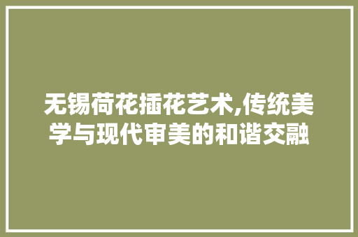 无锡荷花插花艺术,传统美学与现代审美的和谐交融