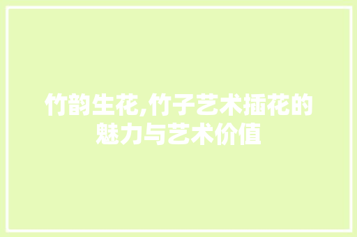 竹韵生花,竹子艺术插花的魅力与艺术价值