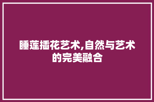 睡莲插花艺术,自然与艺术的完美融合