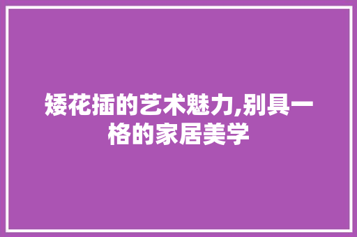 矮花插的艺术魅力,别具一格的家居美学