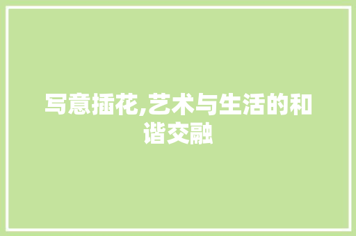 写意插花,艺术与生活的和谐交融