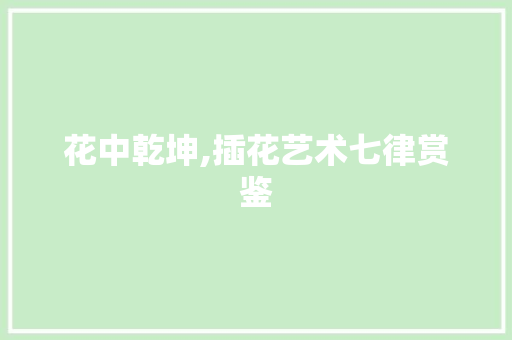 花中乾坤,插花艺术七律赏鉴
