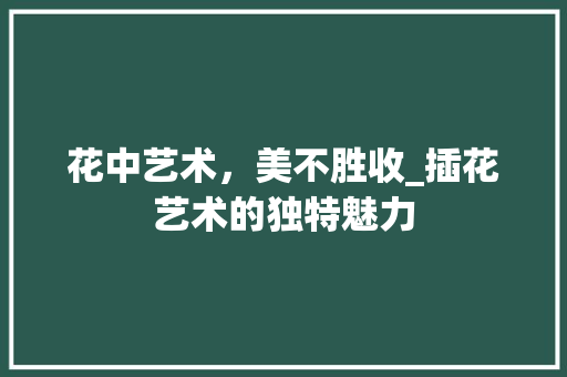 花中艺术，美不胜收_插花艺术的独特魅力