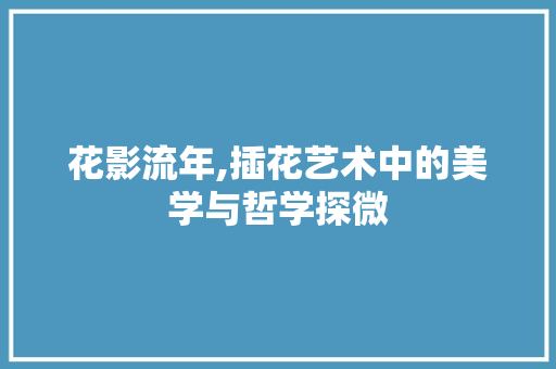 花影流年,插花艺术中的美学与哲学探微