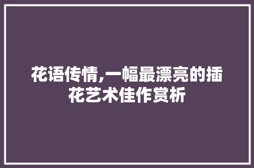 花语传情,一幅最漂亮的插花艺术佳作赏析
