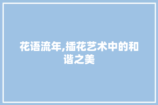 花语流年,插花艺术中的和谐之美