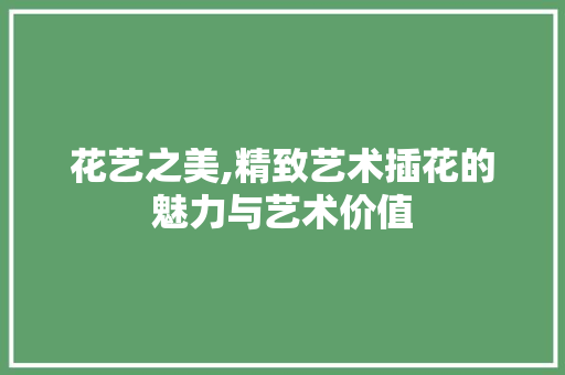 花艺之美,精致艺术插花的魅力与艺术价值