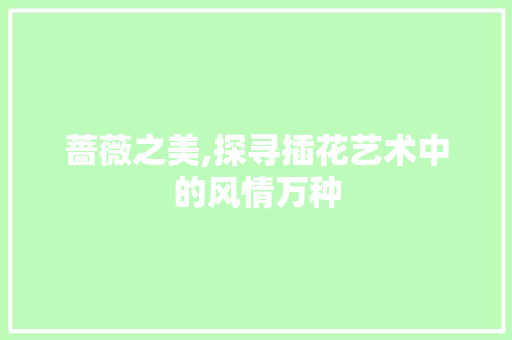 蔷薇之美,探寻插花艺术中的风情万种