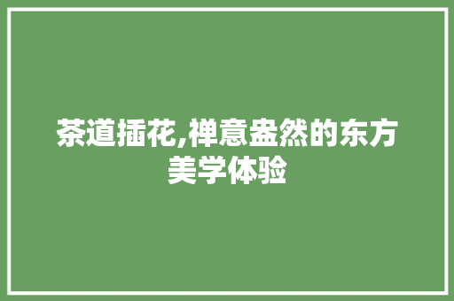 茶道插花,禅意盎然的东方美学体验