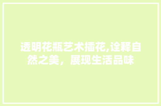 透明花瓶艺术插花,诠释自然之美，展现生活品味