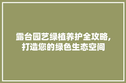 露台园艺绿植养护全攻略,打造您的绿色生态空间