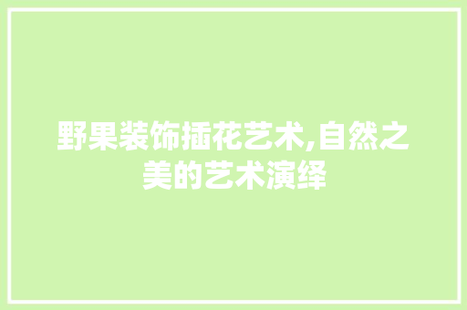 野果装饰插花艺术,自然之美的艺术演绎