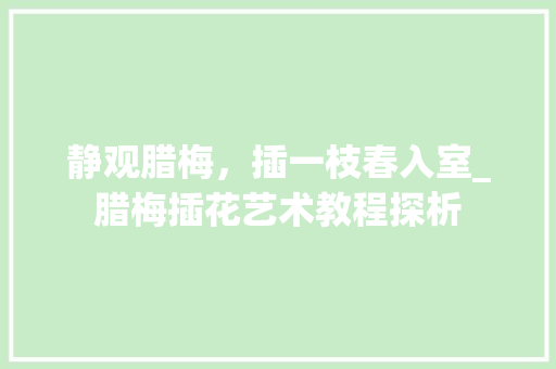静观腊梅，插一枝春入室_腊梅插花艺术教程探析