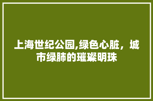 上海世纪公园,绿色心脏，城市绿肺的璀璨明珠