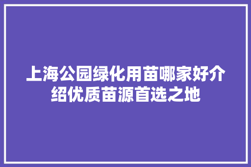 上海公园绿化用苗哪家好介绍优质苗源首选之地