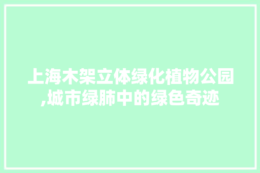 上海木架立体绿化植物公园,城市绿肺中的绿色奇迹