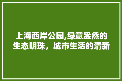 上海西岸公园,绿意盎然的生态明珠，城市生活的清新绿洲