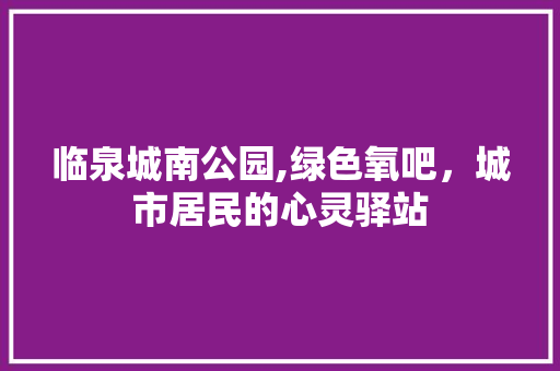 临泉城南公园,绿色氧吧，城市居民的心灵驿站