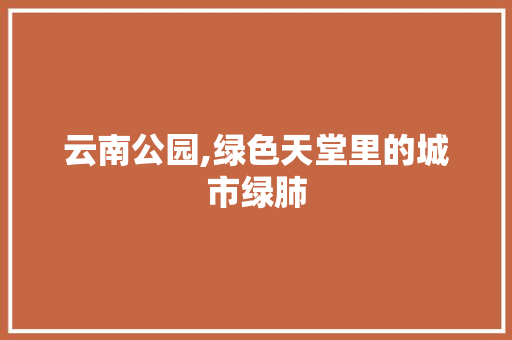 云南公园,绿色天堂里的城市绿肺