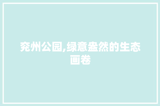 兖州公园,绿意盎然的生态画卷