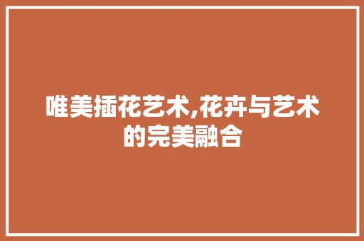 唯美插花艺术,花卉与艺术的完美融合