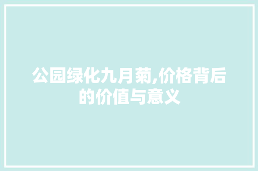 公园绿化九月菊,价格背后的价值与意义