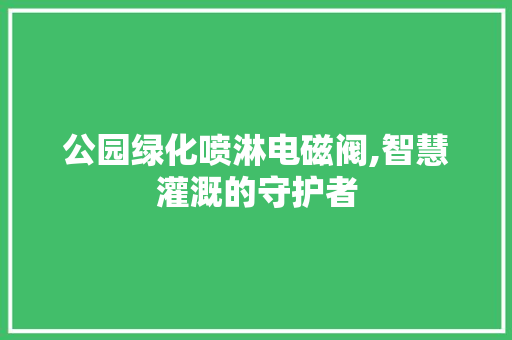 公园绿化喷淋电磁阀,智慧灌溉的守护者