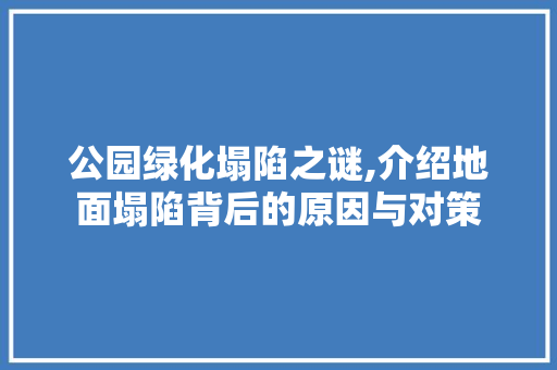 公园绿化塌陷之谜,介绍地面塌陷背后的原因与对策